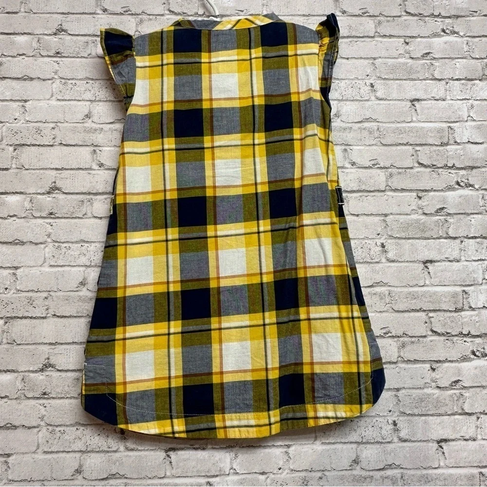 Carter's Size 3T Yellow Blue Plaid Dress Buttons Ruffles